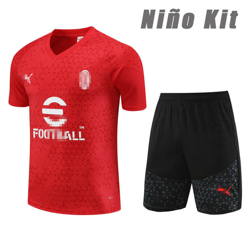 Camiseta de Entrenamiento de AC Milan 2023/2024 Niño Kit Rojo